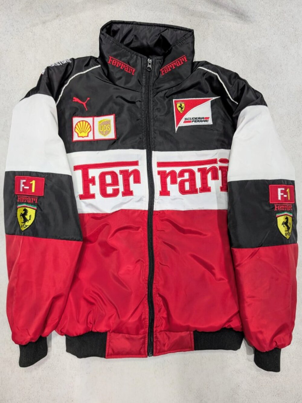 Unisex Vintage Ferrari F1 Racing Embroidered Logos Jacket